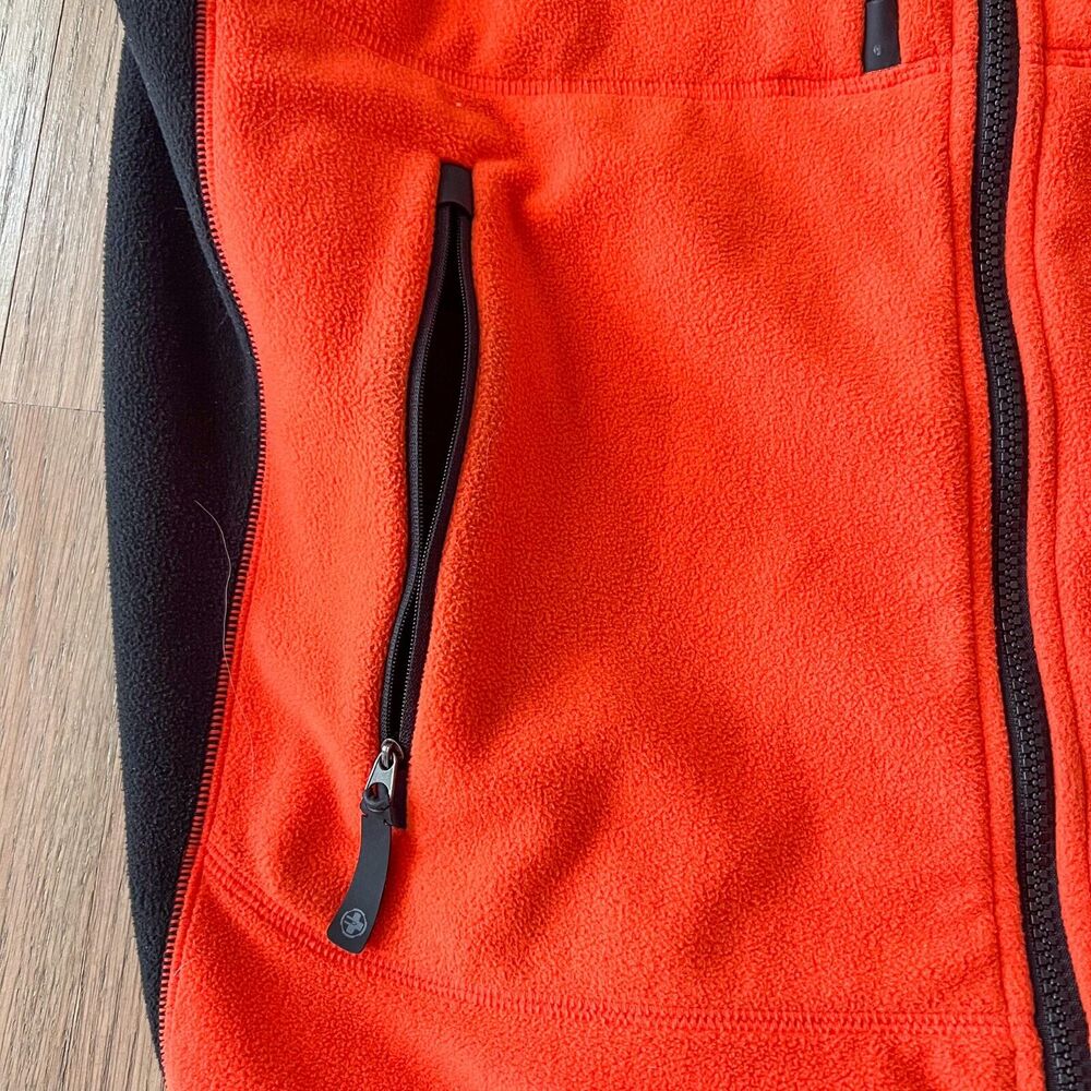 RLX Ralph Lauren Mens Sz Medium Fleece Full-Zip Vest Neon Orange Black - Picture 5 of 13